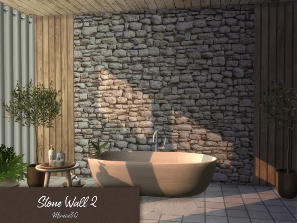 Alpha Stone Wall 2 by Mircia90 - The Sims 4 Custom Content