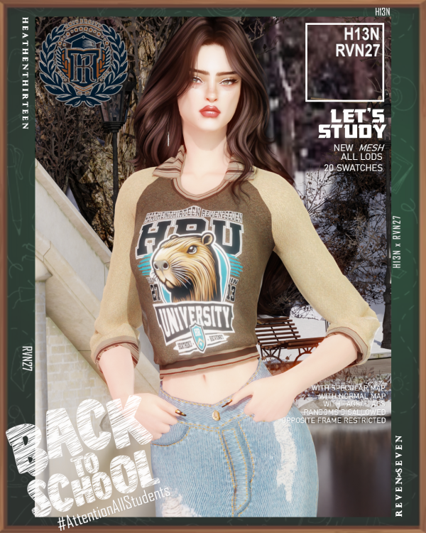 Alpha Women's Classic Raglan Collared Long sleeves University Tee Shirt by simsfinds - The Sims 4 Custom Content