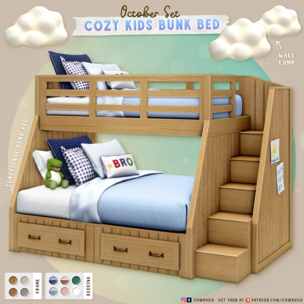 Maxis Match Cozy Kids Bunk Bed by cowbuild - The Sims 4 Custom Content