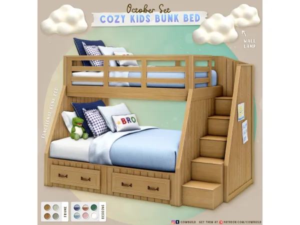 Maxis Match Cozy Kids Bunk Bed by Cowbuild - The Sims 4 Custom Content