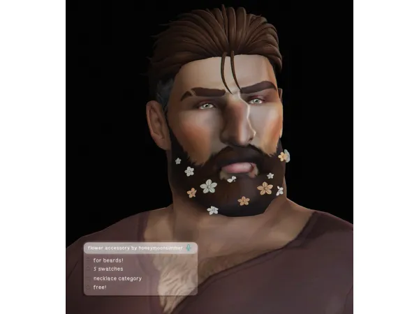 Maxis Match flower accessory for beards by honeymoonsimmer - The Sims 4 Custom Content