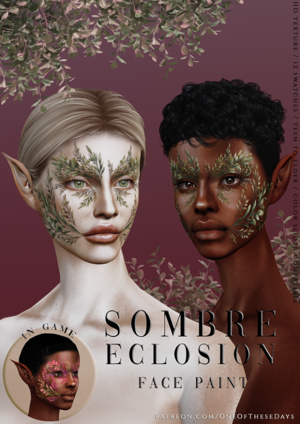 Alpha Facepaint01 Sombre Eclosion by oneofthesedays - The Sims 4 Custom Content