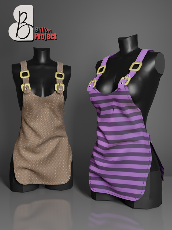 Alpha BillionProject Striped apron by billion_project666 - The Sims 4 Custom Content