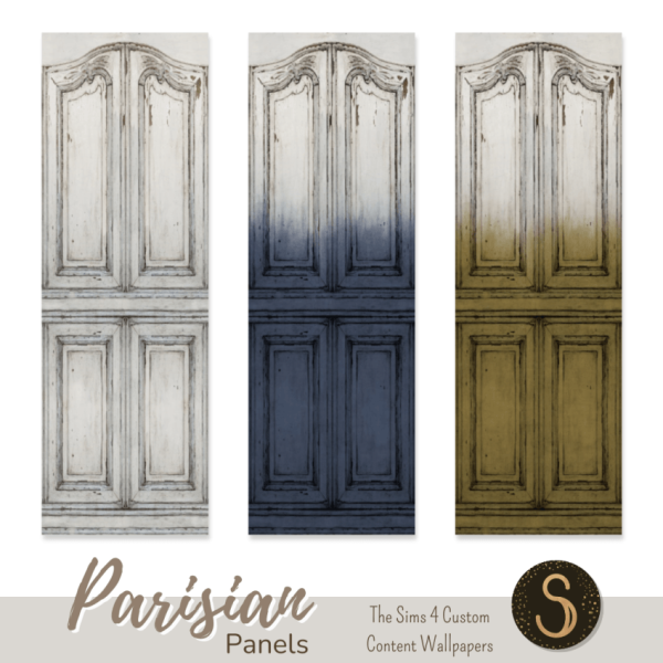 Alpha Parisian panels Wallpapers by simsfinds - The Sims 4 Custom Content