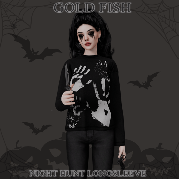 Alpha GoldFish Night Hunt Longsleeve by simsfinds - The Sims 4 Custom Content