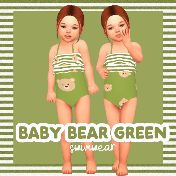 Maxis Match Baby Bear Green Swimwear 2 Toddler by simsfinds - The Sims 4 Custom Content