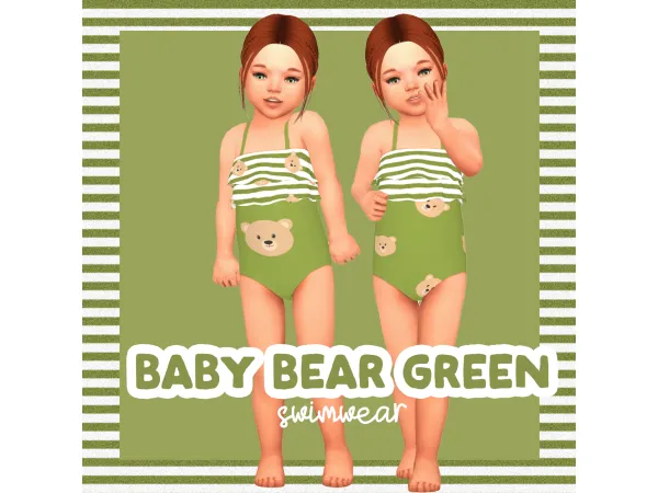 Maxis Match Baby Bear Green Swimwear 2 Toddler by acsimscc - The Sims 4 Custom Content