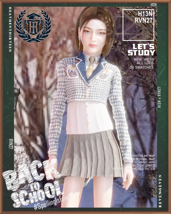 Alpha Girl's Cropped Contrast Trim Pocket Jacket Winter School Uniform by simsfinds - The Sims 4 Custom Content