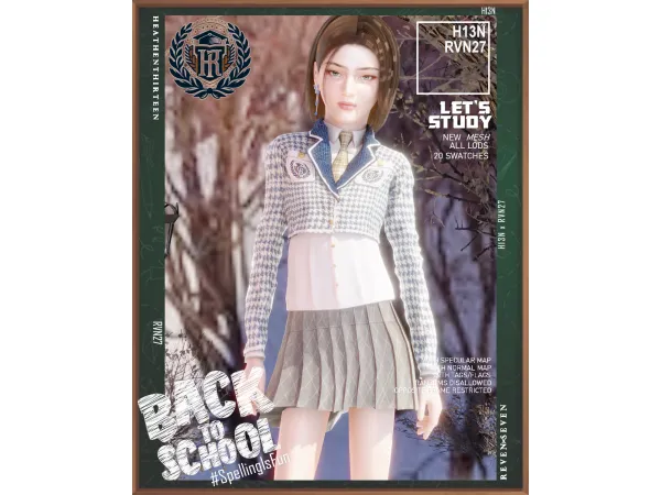 Alpha Girl's Cropped Contrast Trim Pocket Jacket Winter School Uniform by heathenthirteen - The Sims 4 Custom Content