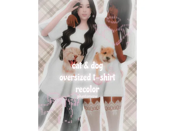 Mix cat dog oversized t shirt recolor by phantomeow - The Sims 4 Custom Content