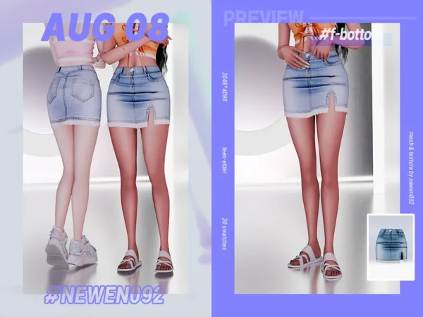 Alpha Lace Trim Denim Skirt by simsfinds - The Sims 4 Custom Content