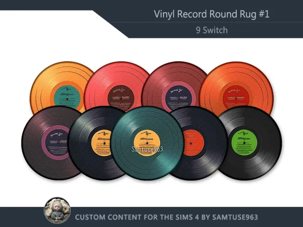 Alpha Vinyl Record Round Dance Rug 1 Samtuse963 - The Sims 4 Custom Content
