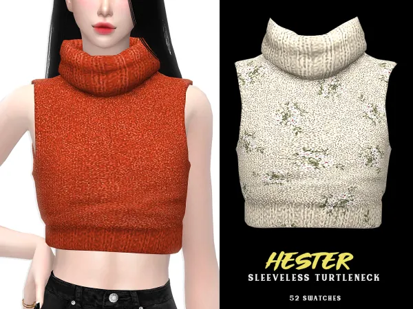 Alpha Hester Sleeveless Cropped Turtleneck by grafity-cc - The Sims 4 Custom Content