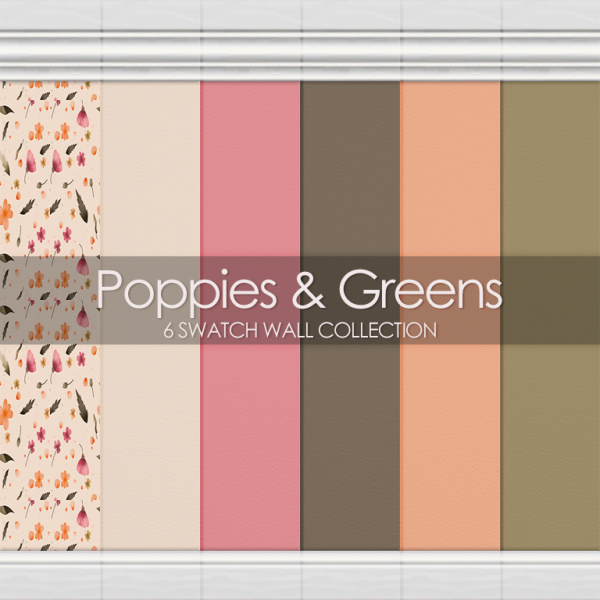 Mix Poppies Greens Wall Set by simsfinds - The Sims 4 Custom Content