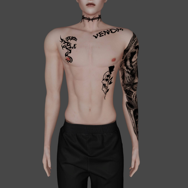 Mix Male tattoo 4 by simsfinds - The Sims 4 Custom Content