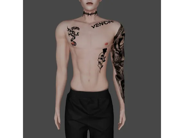 Mix Male tattoo 4 by Simmer_creato - The Sims 4 Custom Content