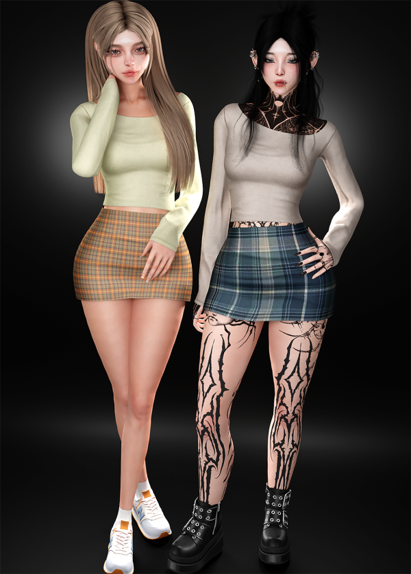 Alpha ʟᴏɴɢ sʟᴇᴇᴠᴇ ᴛᴏᴘ ᴀɴᴅ sᴋɪʀᴛ sᴏꜰᴛ by whimp - The Sims 4 Custom Content