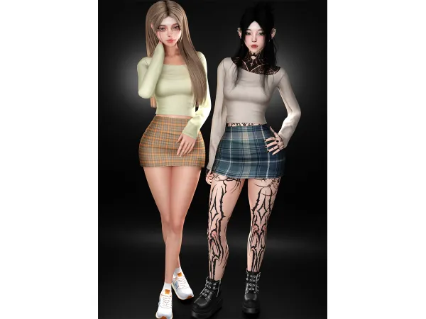Alpha ʟᴏɴɢ sʟᴇᴇᴠᴇ ᴛᴏᴘ ᴀɴᴅ sᴋɪʀᴛ sᴏꜰᴛ - The Sims 4 Custom Content
