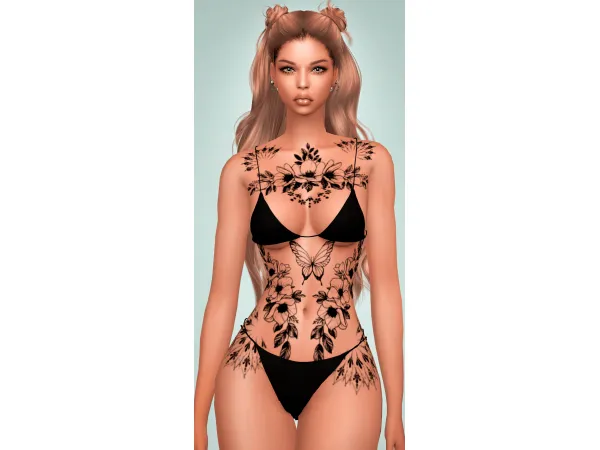 Mix Tattoo Bohemian Floral by JenniAnneJane - The Sims 4 Custom Content