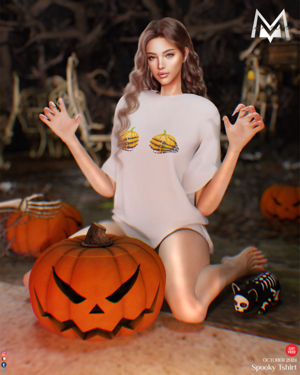 Alpha Spooky Tshirt (Free Members Gift) by mermalade - The Sims 4 Custom Content