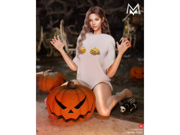 Alpha Spooky Tshirt (Free Members Gift) by Mermalade - The Sims 4 Custom Content