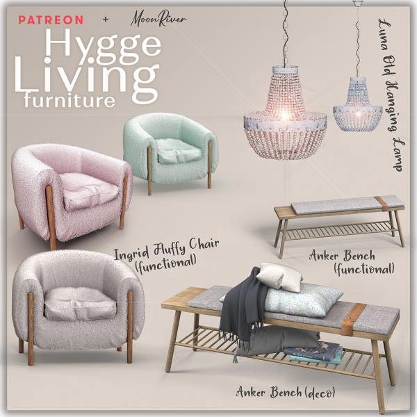 Alpha Hygge Living Furniture set by simsfinds - The Sims 4 Custom Content