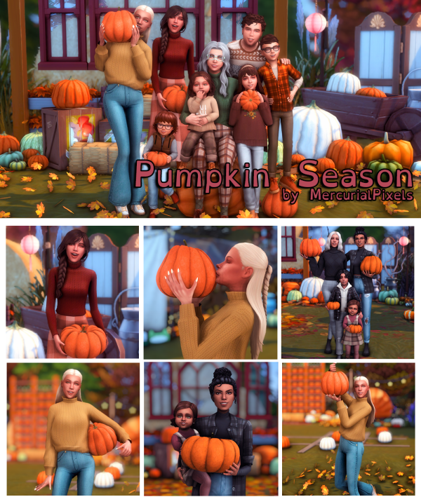 Mix Pumpkin Season A Sims 4 Pose Pack by simsfinds - The Sims 4 Custom Content