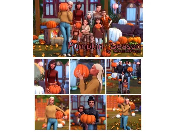 Mix Pumpkin Season A Sims 4 Pose Pack by MercurialPixels - The Sims 4 Custom Content