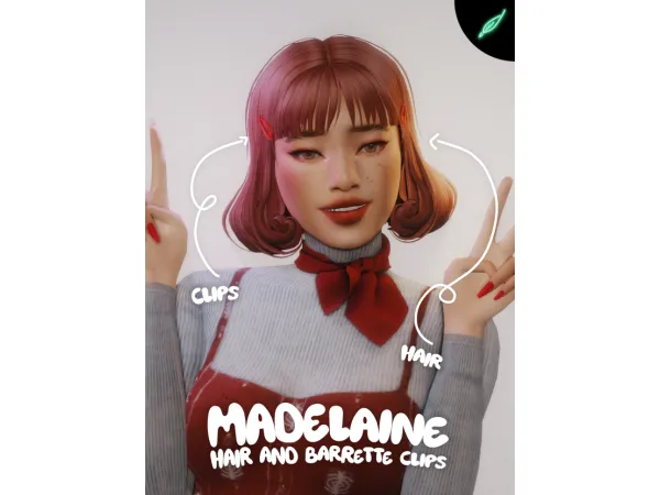 Maxis Match madelaine hair and barrette clips by thatonegreenleaf - The Sims 4 Custom Content