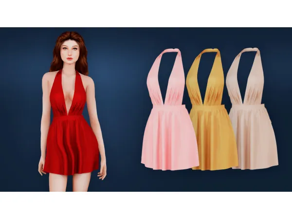 Alpha Bold Open Back Dress by MysteriousOo - The Sims 4 Custom Content
