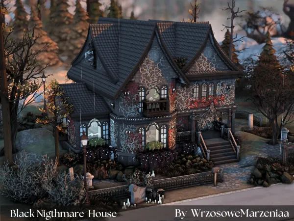 Maxis Match Black Nightmare House by wrzosowemarzenia - The Sims 4 Custom Content