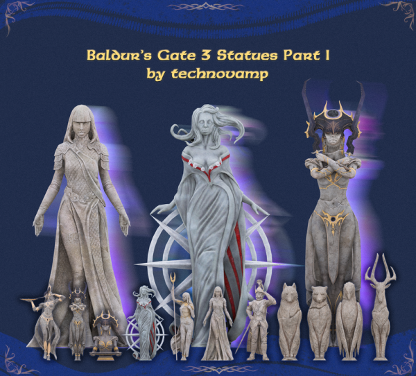 Alpha Baldurs Gate 3 Statues Part I by simsfinds - The Sims 4 Custom Content