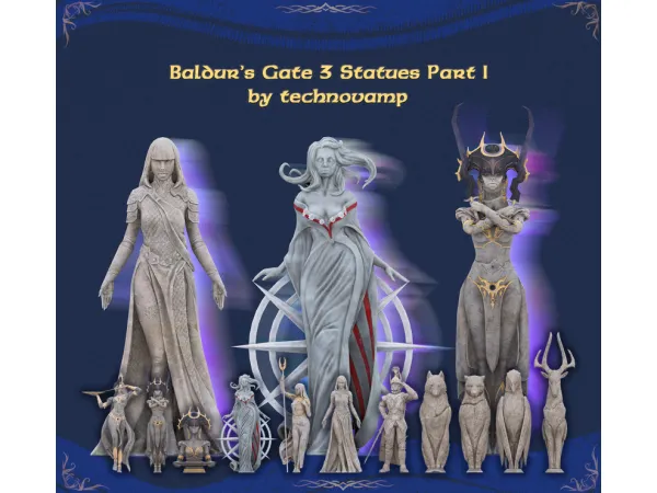 Alpha Baldurs Gate 3 Statues Part I by technovamp cc - The Sims 4 Custom Content