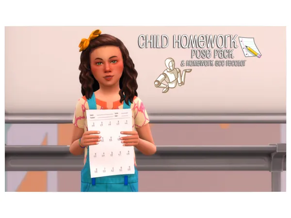 Mix Child Homework Pose Pack by SamsSims - The Sims 4 Custom Content