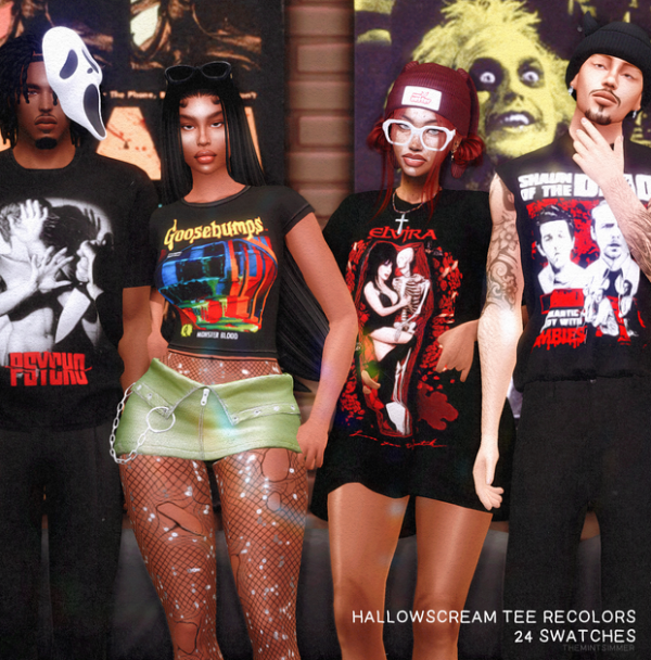 Alpha HALLOWSCREAM 2K24 TEE RECOLORS by simsfinds - The Sims 4 Custom Content