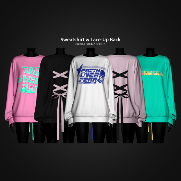 Alpha Sweatshirt w Lace Up Back by simsfinds - The Sims 4 Custom Content
