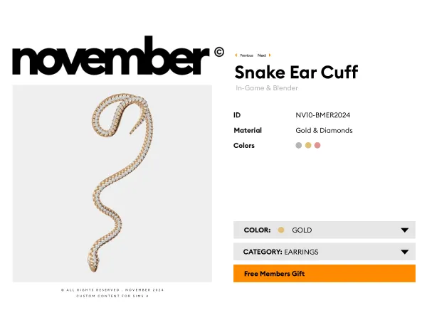 Alpha november snake ear cuff (gift) - The Sims 4 Custom Content
