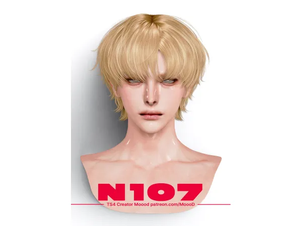 Alpha MoooD Hair N107 by MoooD - The Sims 4 Custom Content