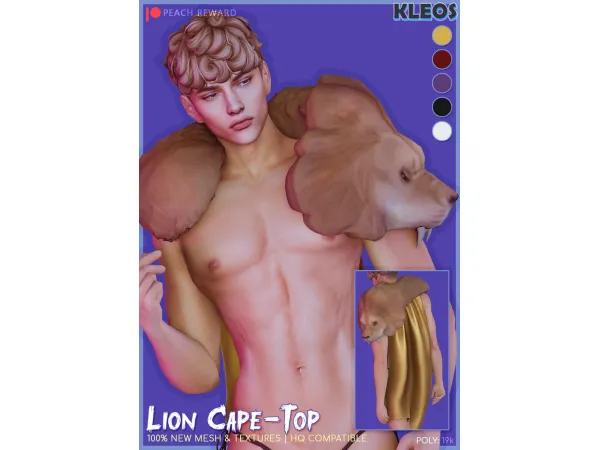 Maxis Match PEACH [ Halloween ] Lion Cape Top by Kleos Sims - The Sims 4 Custom Content