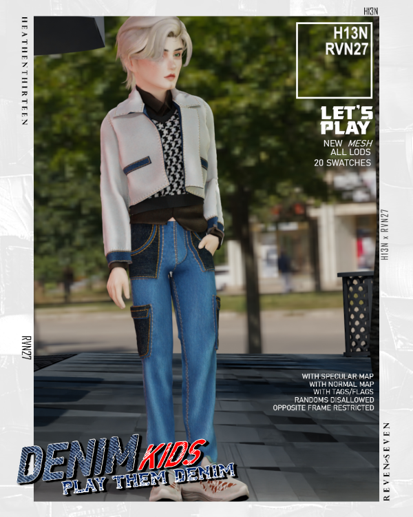 Alpha Child's Stylish Straight Fit Cargo Denim Jeans by simsfinds - The Sims 4 Custom Content