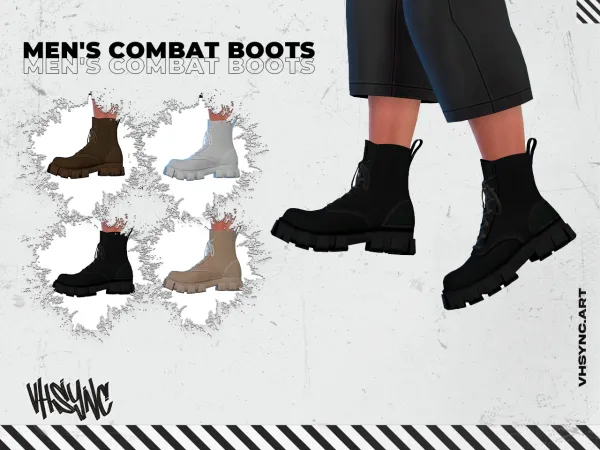 Maxis Match [VHSync] Men's Combat Boots by vhsync - The Sims 4 Custom Content