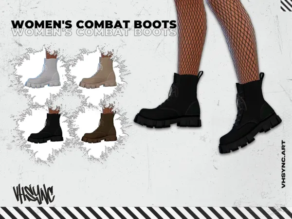Maxis Match [VHSync] Women's Combat Boots by vhsync - The Sims 4 Custom Content