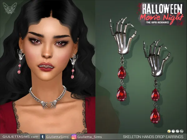 Alpha Skeleton Hands Drop Earrings by giuliettasims - The Sims 4 Custom Content
