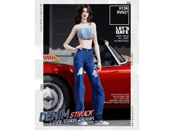Alpha Classic Baggy Fit Ripped Denim Jeans by rvn2seven - The Sims 4 Custom Content