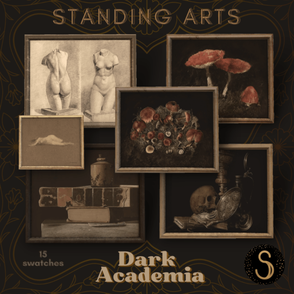 Alpha Dark Academia Standing Landscape Arts by simsfinds - The Sims 4 Custom Content