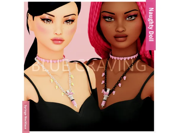 Mix Blue Craving Syringe Necklace - The Sims 4 Custom Content