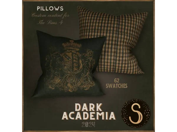 Alpha Dark Academia 2024 Pillows by Sims4Luxury - The Sims 4 Custom Content