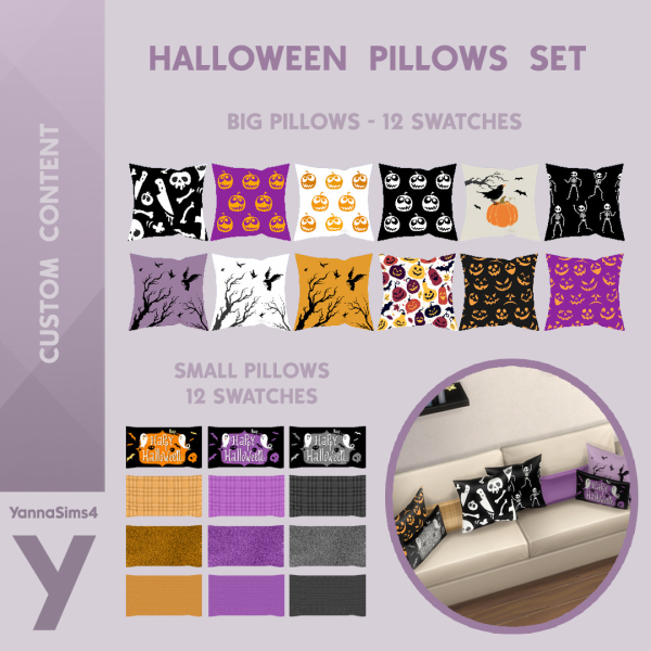 Maxis Match Halloween Pillows Set by simsfinds - The Sims 4 Custom Content
