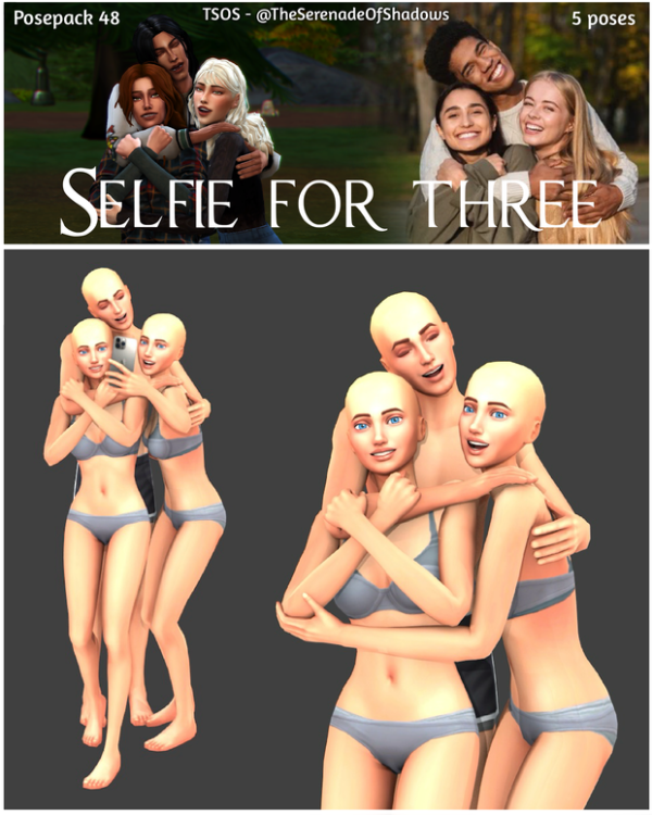 Mix 48 Selfie for three Sims 4 friends poses Free Request by simsfinds - The Sims 4 Custom Content