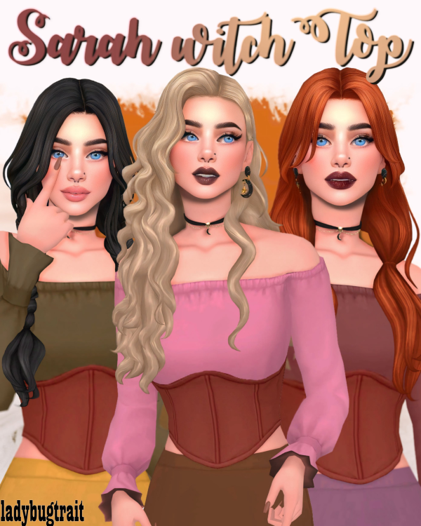 Maxis Match Sarah witch top by ladybugtrait - The Sims 4 Custom Content